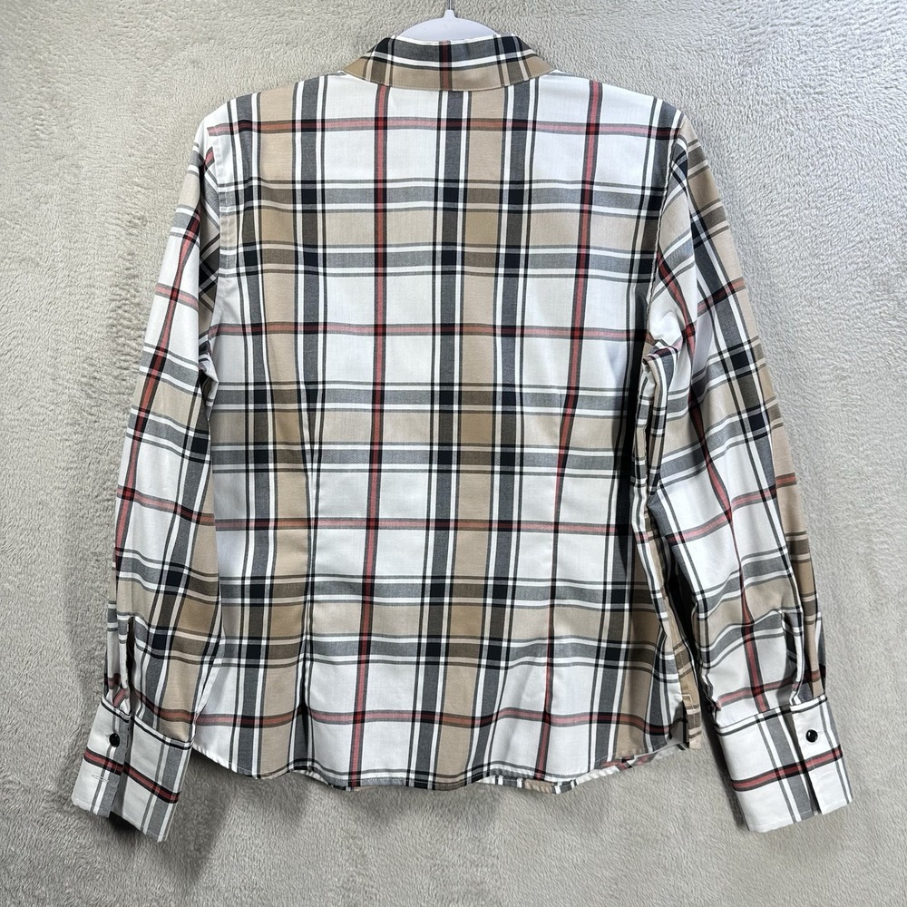 Orvis Carefree Plaid Button Front Blouse Women's Sz 12 Wrinkle Free Office - Picture 6 of 7